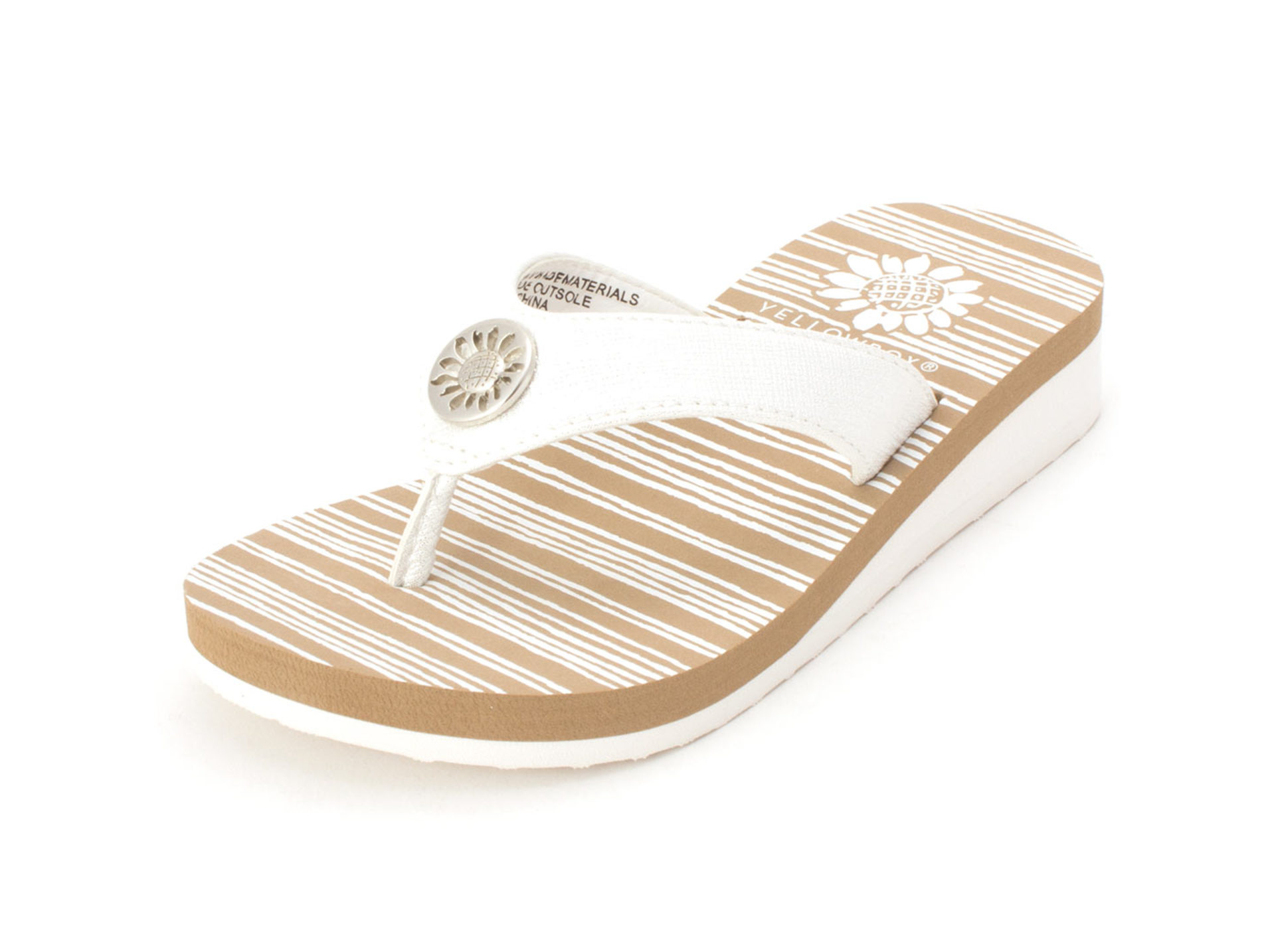 girls yellow box flip flops