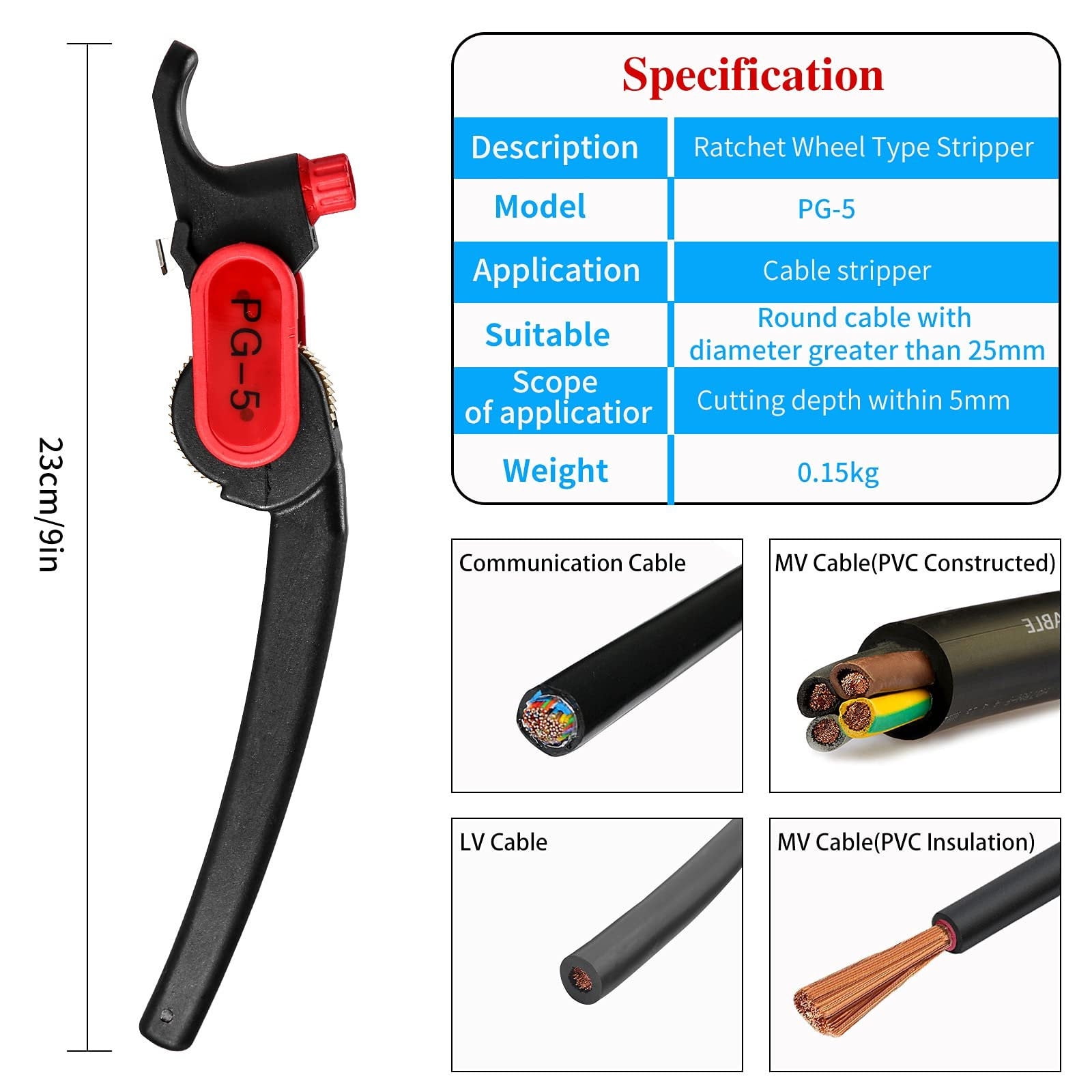 Wire Stripper,Cable Stripper Cutter, Manual Longitudinal Slitter Replaceable Blade Diameter Adjustable Cutting Depth Manual Cable Stripping Tool