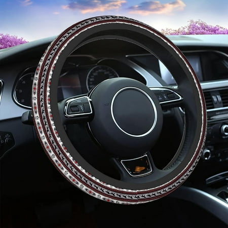 Boho Steering Wheel Cover for Men Women Abstract Folk Americans Horse Ethnic Style Universal 15 Inch Auto Neoprene Case Anti-Slip Car Wheel Protector