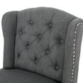 thumbnail image 5 of GDF Studio Vienna Contemporary Fabric Tufted Wingback 27 Inch Counter Stools, Set of 2, Charcoal and Dark Brown, 5 of 9