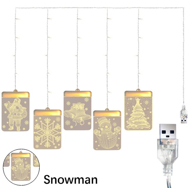 Luces decorativas navideñas para ventanas, luces de cadena para exteriores, interiores, ventanas, caminos, patios, dormitorios, fiestas, vacaciones, pared, blanco cálido
