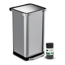 20 Gallon Stainless Steel Large Kitchen Trash Can with Foot Pedal, Soft Close Lid, and Trash Bag Retainer Rim