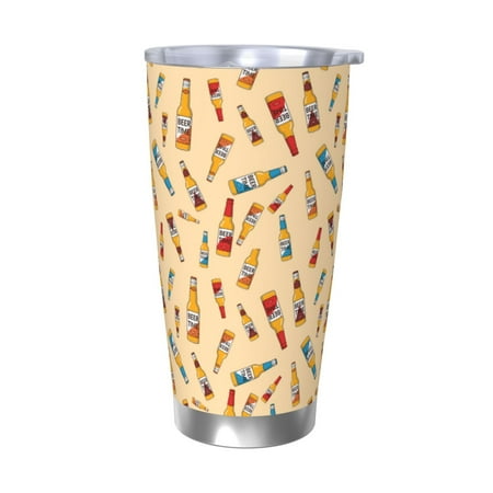 

Uemuo Beer Time Print Travel Coffee Mug 20oz Double-walled Car Cup Stainless Steel Insulated Tumbler Leak-proof Travel Cup Reusable Straw Car Cup-Without Straw