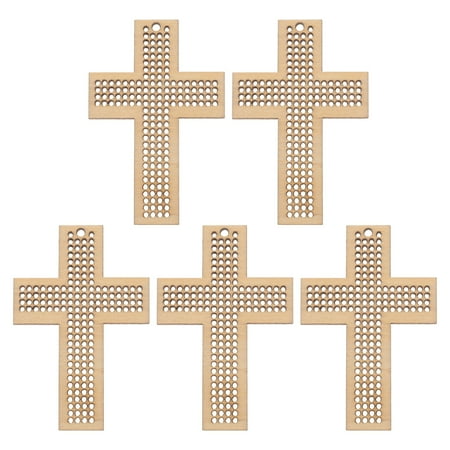 

5Pcs Wooden Cross Stitch Chips DIY Gift Wooden Chip Pendant Mini Cross-stitch Board