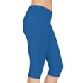 thumbnail image 3 of Marine Blue Women's Capri Leggings — Comfortable Stretch Capri Pants Poly-Span Blue Capri 11, 3 of 8