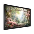 thumbnail image 2 of Designart "Gazing through Country Window at Pink Blossoms II" Floral Framed Wall Art Decor - Traditional Pink Window Entryway Framed Wall Art, 2 of 6