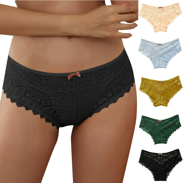 PEASKJP Womens Underwear Lightweight Soft Lace High Waist Panties, Green L  