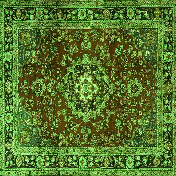 Ahgly Company Indoor Square Persian Green Traditional Area Rugs, 4' Square