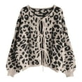 thumbnail image 5 of larppty Womens Y2k Bow Tie Front Cardigan Sweaters Oversized Fall Open Front Leopard Print Cardigans Cute Loose Knit Coats (Black, L), 5 of 5