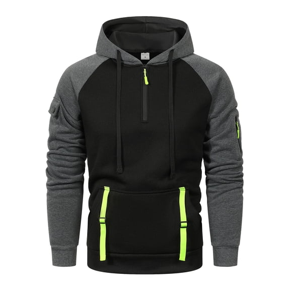 Tisuna Half Zip Drawstring Hoodies For Mens Casual Long Sleeve Pullover Tops With Pockets Lightweight Hooded Sweatshirts For Work Wear