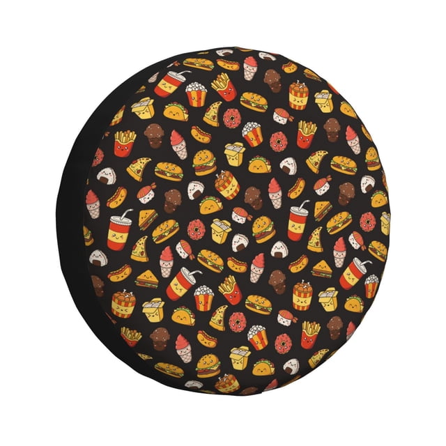 Fotbe Burger Fries Funda de Llanta de Repuesto con Estampado, Engrosada, Ajuste Universal para Jeep, Remolque, RV, SUV, Camión-16 inch