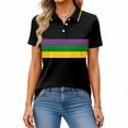 thumbnail image 5 of Hearthz Striped Women's Short-Sleeve Polo Shirt 3 Buttons Collared Tennis Activewear UPF 50+ Sun Protection Golf Polos Shirt Black L, 5 of 6