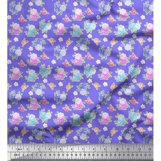 Soimoi Rayon Fabric Leaves & Floral Artistic Print Fabric by Yard 42 Inch Wide