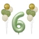 thumbnail image 2 of Juego de globos del primer cumpleaños - 0-9 números de papel de aluminio y 10 globos verdes con cinta para decoraciones de fiesta, 2 of 7