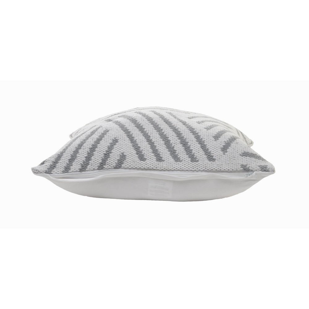 Ox Bay 20" x 20" Hand-Woven White/ Grey Geometric Organic Cotton Pillow Cover