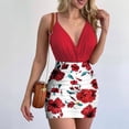 thumbnail image 2 of Conjunto de mono sólido sin mangas con cuello en V de verano Sexy para mujer a la moda + conjunto de falda con estampado Froral Wmkox8yi  bvn3180, 2 of 9