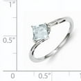 thumbnail image 2 of Sterling Silver Rhodium Plated Diamond & Aquamarine Square Ring (Size 7) Made In India qr4510aq-7, 2 of 2