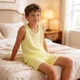 thumbnail image 5 of Cethrio Boys' Summer Short Sets, Cotton Sleeveless Casual 2 PC Kids Clothing Sets Yellow Size 3-4T, 5 of 7