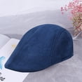 thumbnail image 4 of Joernso Men Retro Advanced Hat Solid Color Casual Portable Breathable Sun Protection Anti-UV Literary Newsboy Hat Forward Cap Beret, 4 of 8