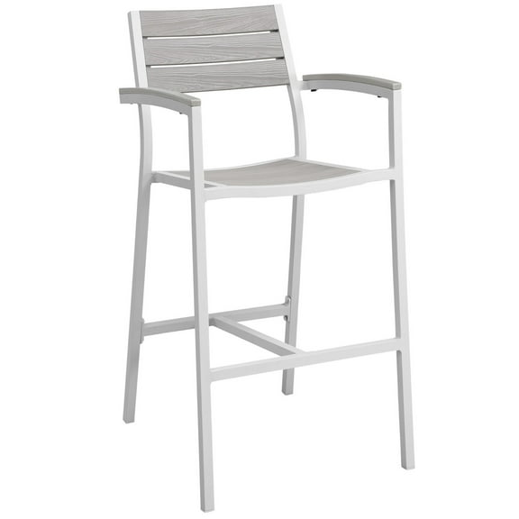 Ergode Maine Outdoor Patio Bar Stool - White Light Gray