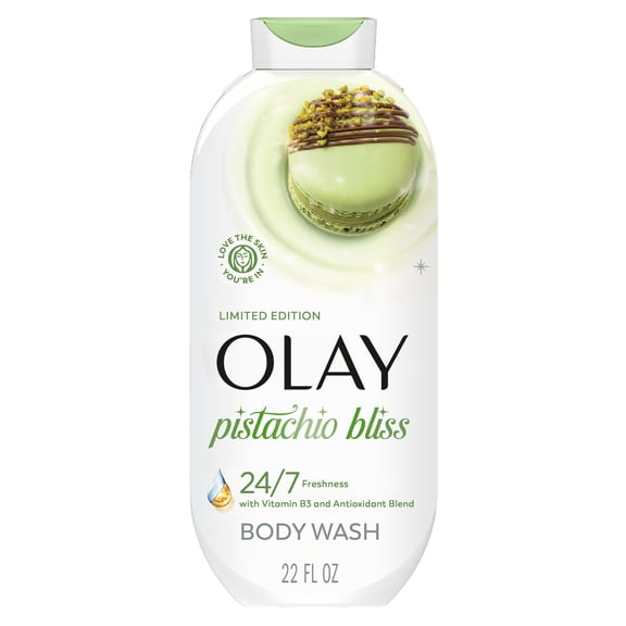 Olay Pistachio Bliss Body Wash with Vitamin B3 and Antioxidant Blend, 24/7 Freshness, Limited Edition, 22 fl oz
