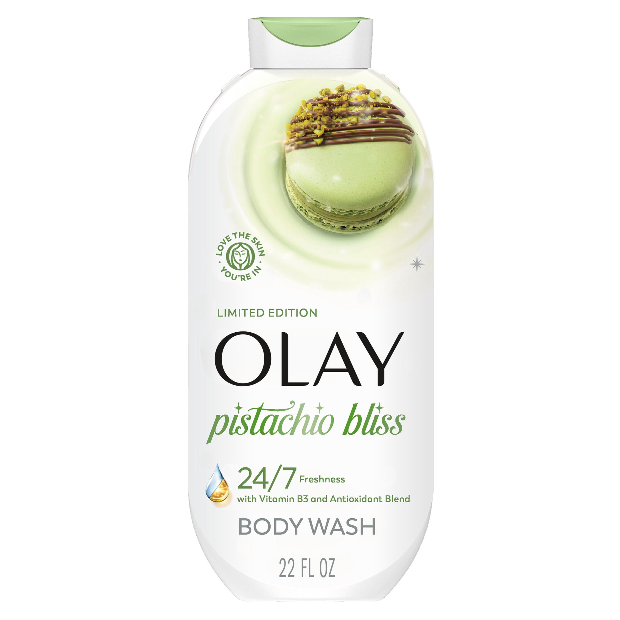 Olay Pistachio Bliss Body Wash with Vitamin B3 and Antioxidant Blend, 24/7 Freshness, Limited Edition, 22 fl oz