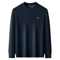 thumbnail image 3 of AWZXDE Men's Solid Color Soft Fit Crewneck Sweatshirt, Slim Long Sleeve Wear Pullover Dark Blue,XXXL, 3 of 3
