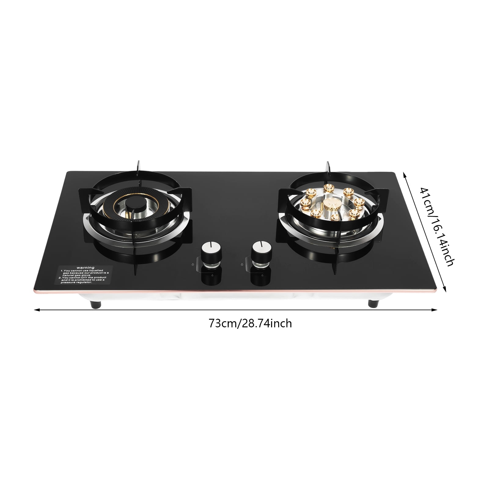 Kitchen Natural Gas Cooker Gas Cooktop Stove Top 2 Burners Built-in NG Gas Stove for Home, Restaurants
