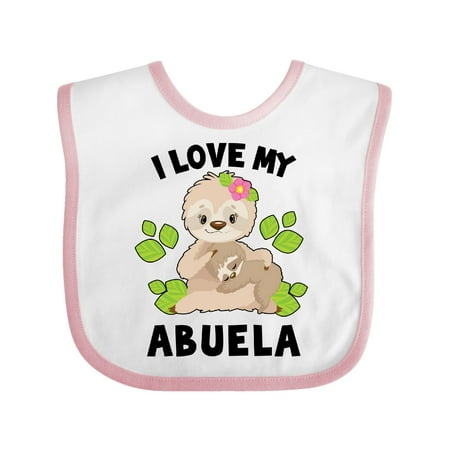 

Inktastic Cute Sloth I Love My Abuela with Green Leaves Gift Baby Boy or Baby Girl Bib