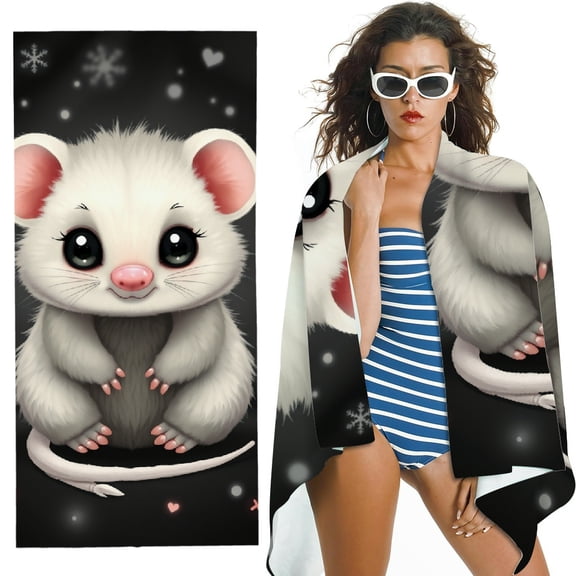 RKSupls Cute Mouse Microfiber Beach Towel, Extra Large Quick Dry Lightweight Absorbent Towel for Travel Swimming Camping, Soft Super Absorbent- 30x60 in