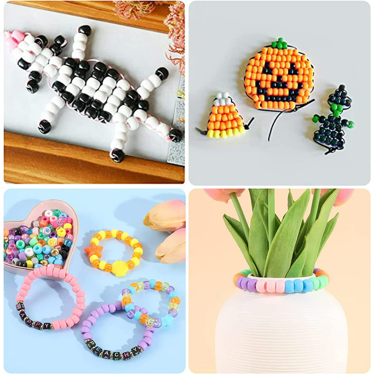  Pony Beads for Bracelet Making Kit, Rainbow Kandi Beads for  Jewelry Making DIY Crafts School Gift Hair Beads for Hair Braids with  Rubber Band and Hair Beader