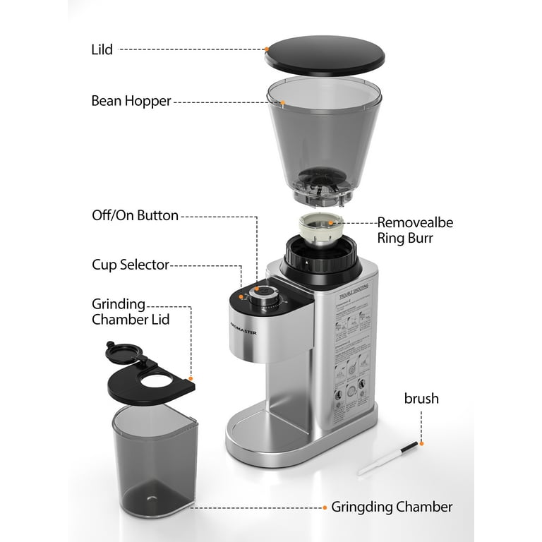 Coffee Grinder Electric, Aromaster Burr Coffee Grinder, Conical Stainless Steel Coffee Bean Grinder with 24 Grind Settings, Grind Timer, Espresso/Drip