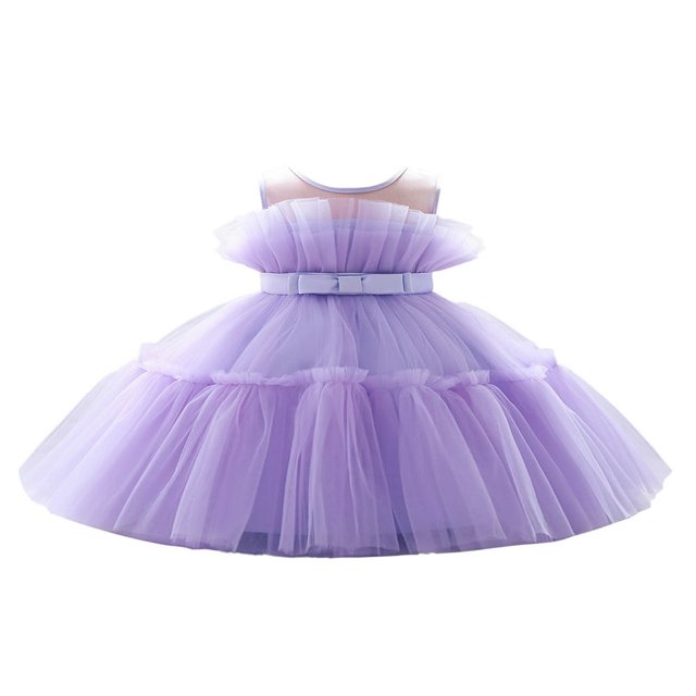 Girl Sleeveless Neck Ruffled Princess A-Lined High Waist Dress