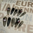 thumbnail image 3 of Nail art is purely hand-worn, black long-pointed large diamond nail piece, advanced finished product, pressing nails, fake nailspress on nails fake, 3 of 9