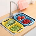 thumbnail image 2 of Cateissary Escurridor portátil universal plegable 2 compartimentos verduras limpieza colador interior cocina colador amarillo Organizadores de utensilios de cocina Amarillo Cateissary HA012071-02, 2 of 6