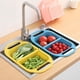 thumbnail image 2 of Cateissary Escurridor portátil universal plegable 2 compartimentos verduras limpieza colador interior cocina colador amarillo Organizadores de utensilios de cocina Amarillo Cateissary HA012071-02, 2 of 6