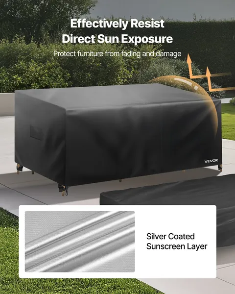 Heavy Duty Waterproof Patio Furniture Cover Set-4-Piece 420D Outdoor Protection for Dining Table,Chairs,Sofa,and Coffee Table-Black