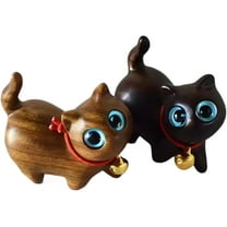 2 Pack Sandalwood Hand Carved Cat Figurines for Cat Lovers – Perfect Home Decor Accent & Unique Gift Item
