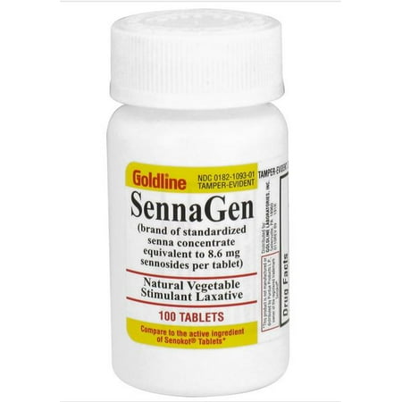 Goldline Senna-Gen Natural Vegetable Stimulant Laxative Tablets, 8.6 mg, 100 Count
