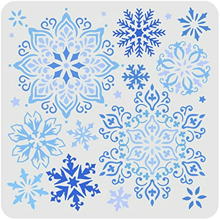 Snowflake Stencils Christmas Snowflake Stencils Template Plastic Snowflakes Flowers Pattern Reusable Snowflake Background Stencil for Painting on Wood