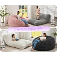 thumbnail image 3 of Hobestluk Bean Bag Chair Convertible Beanbag Chairs for Adults, 3 in 1 Bean Bags with Stripe Cover, Adult Bean Bag Chair for Living Room, Bedroom (Black, Queen), 3 of 9
