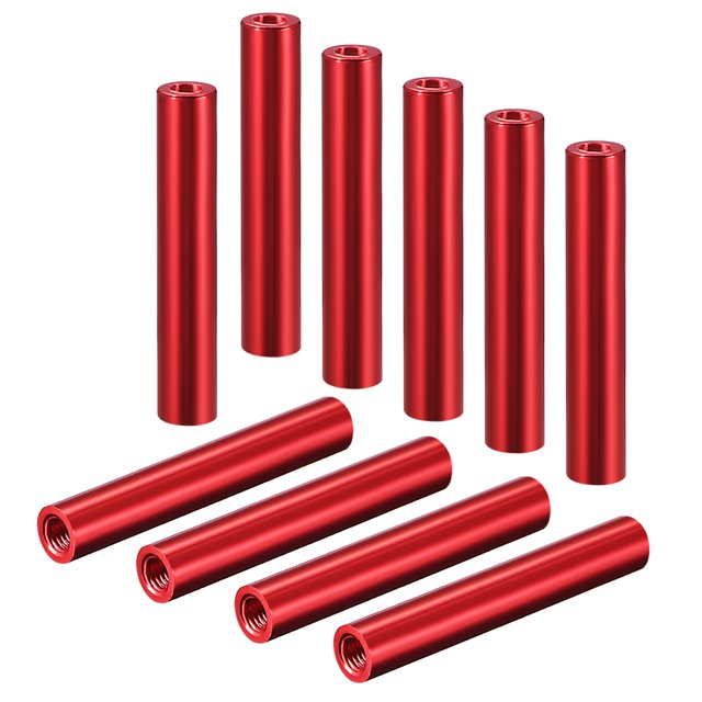 Unique Bargains Entretoise Ronde en Aluminium M3x65mm, pour Quadcopter FPV, CNC, Rouge, 10 Pcs