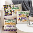 thumbnail image 5 of Mardi Gras Pillow Covers 18x18 Inch Set of 4 Fleur De Lis Throw Pillow Covers Masquerade Mask Bead Living Room Decorative Pillowcase Cushion Case for Sofa Couch, 5 of 6
