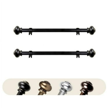 Central Design SIDE063-88-2 0.625 in. Dia. Abel Side Curtain Rod, Black - 12-20 in. - Set of 2