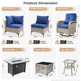 thumbnail image 2 of Vcatnet 9 Pieces Outdoor Patio Furniture Set Sectional Sofa with 42" Fire Pit Wicker Conversation Set with Swivel Rocking Chairs and Solar Powered Coffee Table for Porch,Backyard,Navy Blue, 2 of 9