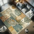 thumbnail image 4 of Ambesonne Mid Century Decorative Rug Carpet, Tropical Leaves Owl, 2' 2" x 3' 7", Jade Green Amber Sea Blue, 4 of 5