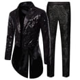 thumbnail image 2 of Men's Sequin Blazer Retro Dress Top and Pants Set Metallic Slim Suit 2 Piece Disco Prom Shiny Outfit Wedding Party Banquet Fashion Jacket Pant, 2 of 5