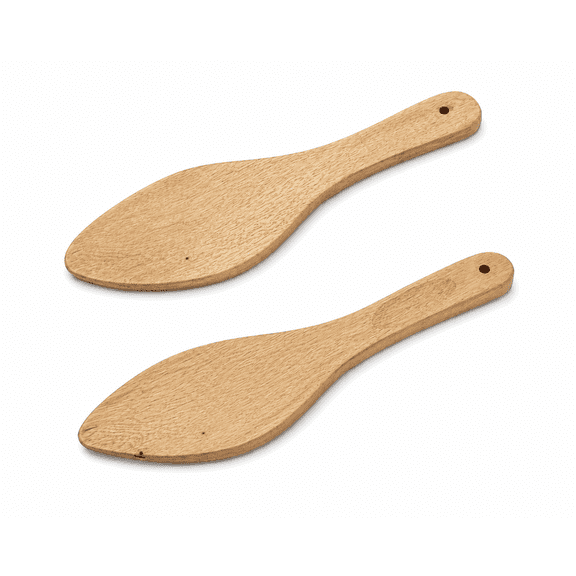 Wooden Cooking Spoon Set, 2-Piece Natural Wood Spoon & Spatula Set for Cooking, Heat Resistant Kitchen Utensils, Nonstick Cookware Safe, 9.5 Inch, Stirring, Mixing & Serving