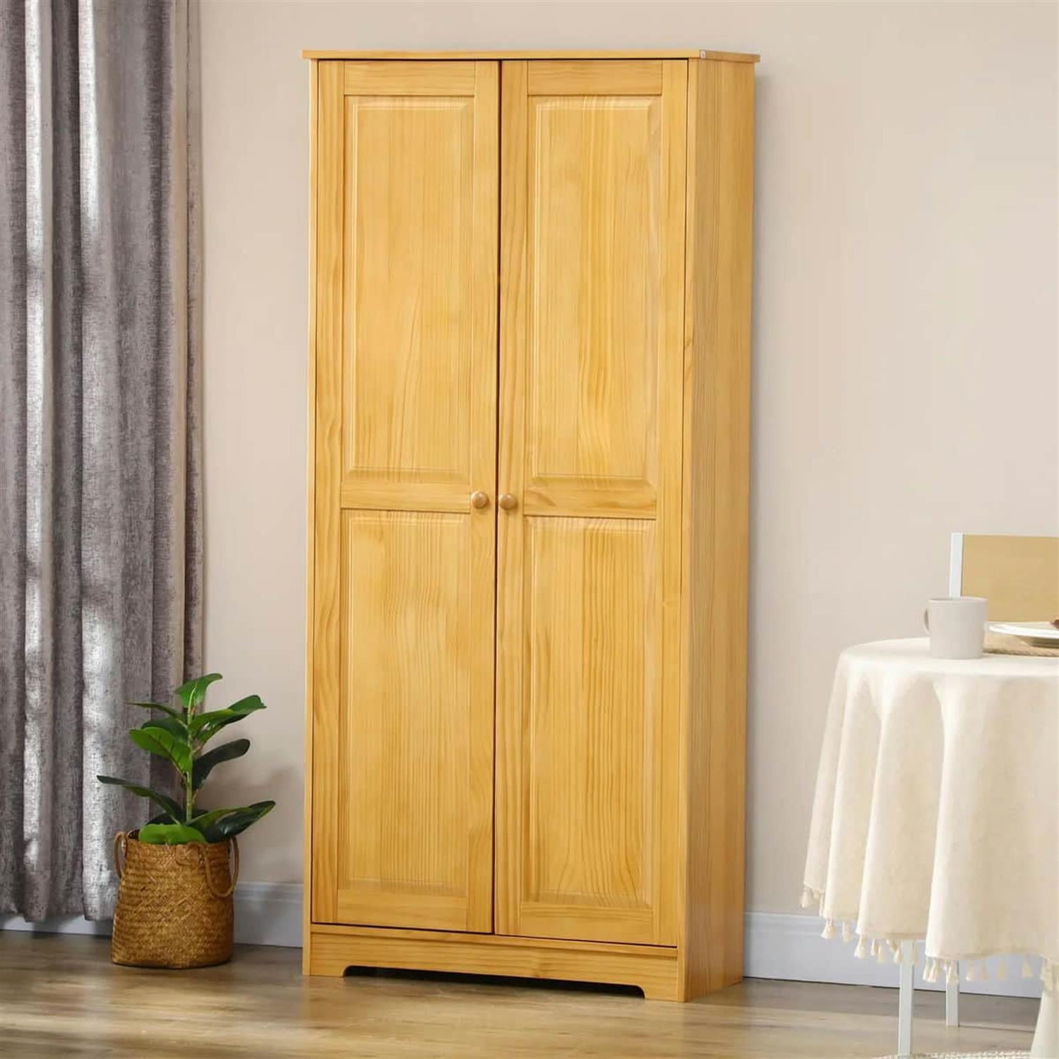 Demi Bonn 30" Large Wooden Kitchen Pantry Cabinet, Freestanding Storage with Doors & Shelves for Dining Room Organization, Brown