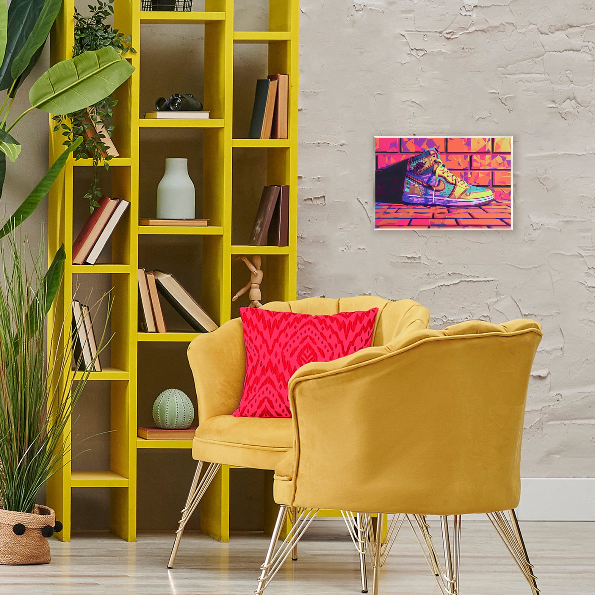 Stupell Industries Sneaker with Vibrant Geometric Hues Wall Plaque Art, design by Creative Studio